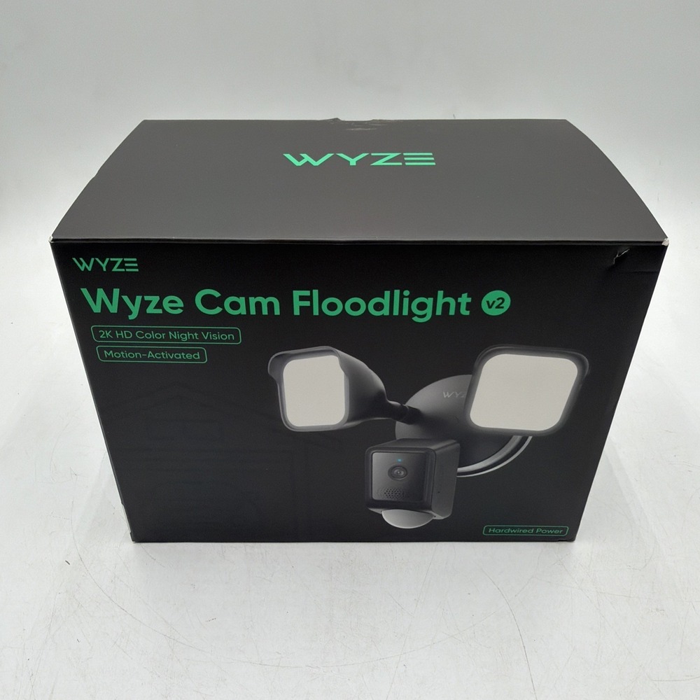 WYZE Wired Outdoor Wi-Fi Floodlight v2 Home Security Camera 2K Video BLACK
